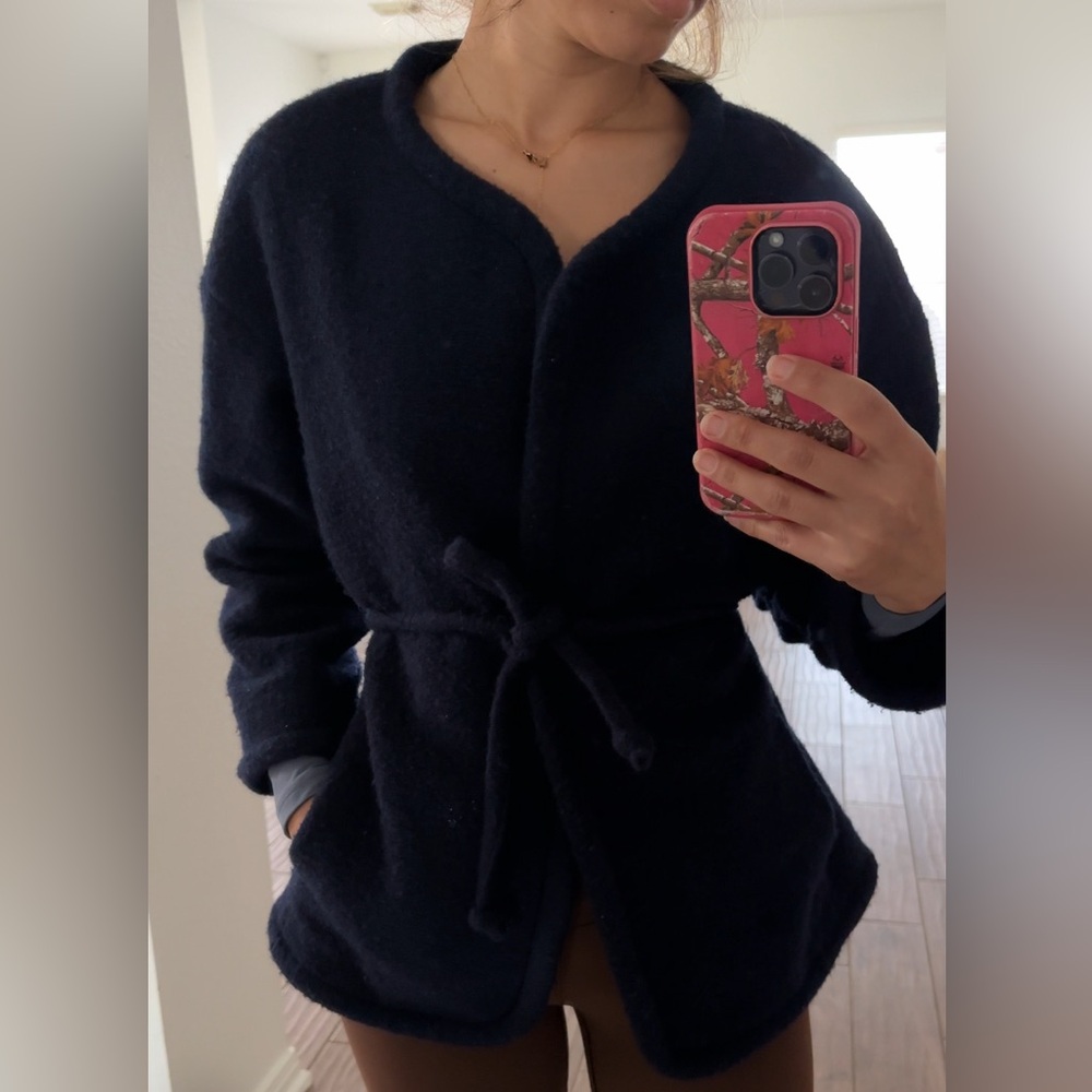 J. Crew Women's Navy Teddy Jacket with Belt
